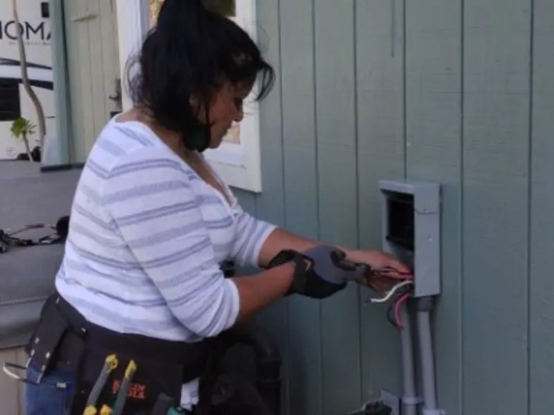 Licensed electrician wiring an exterior subpanel in Jennings Lodge